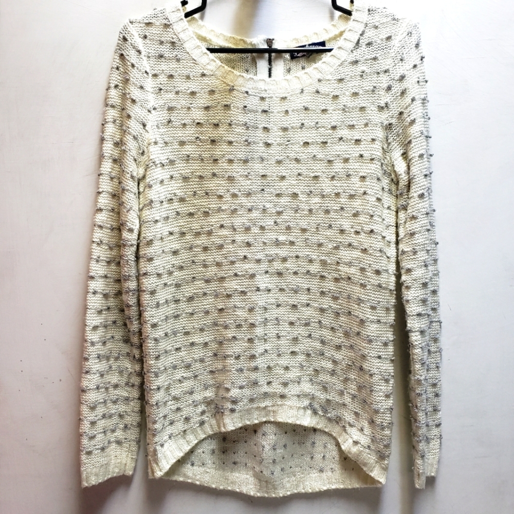 Freshman 1996 womens small cream/grey textured knit sweater